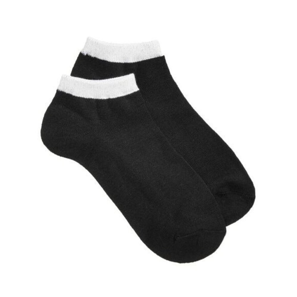 INC International Concepts Solid Contrast Trim Metallic Knit Ribbed Ankle Socks
